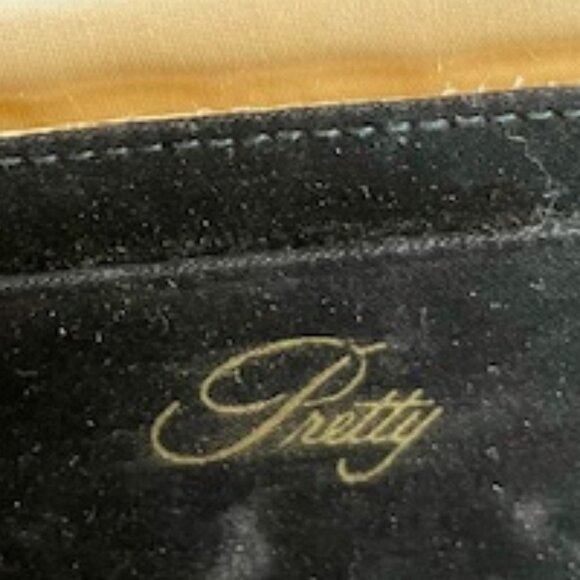 Black FLORAL 1960s PURSE and KITTEN HEELS 7N - Picture 9 of 10